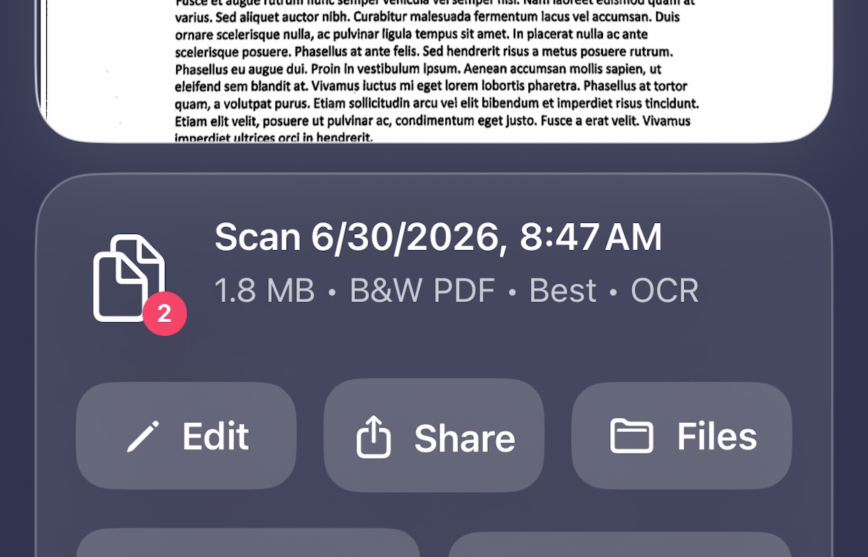 Skani document scanning interface